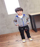 Children Boy Co Ord Fashion Boys Plaid Coat T-shirt Pants Cartoon Beetle 3piece Set