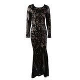 1920s Dress Party Evening Dress Autumn And Winter Sequined Round Neck Long Sleeve Retro Dress