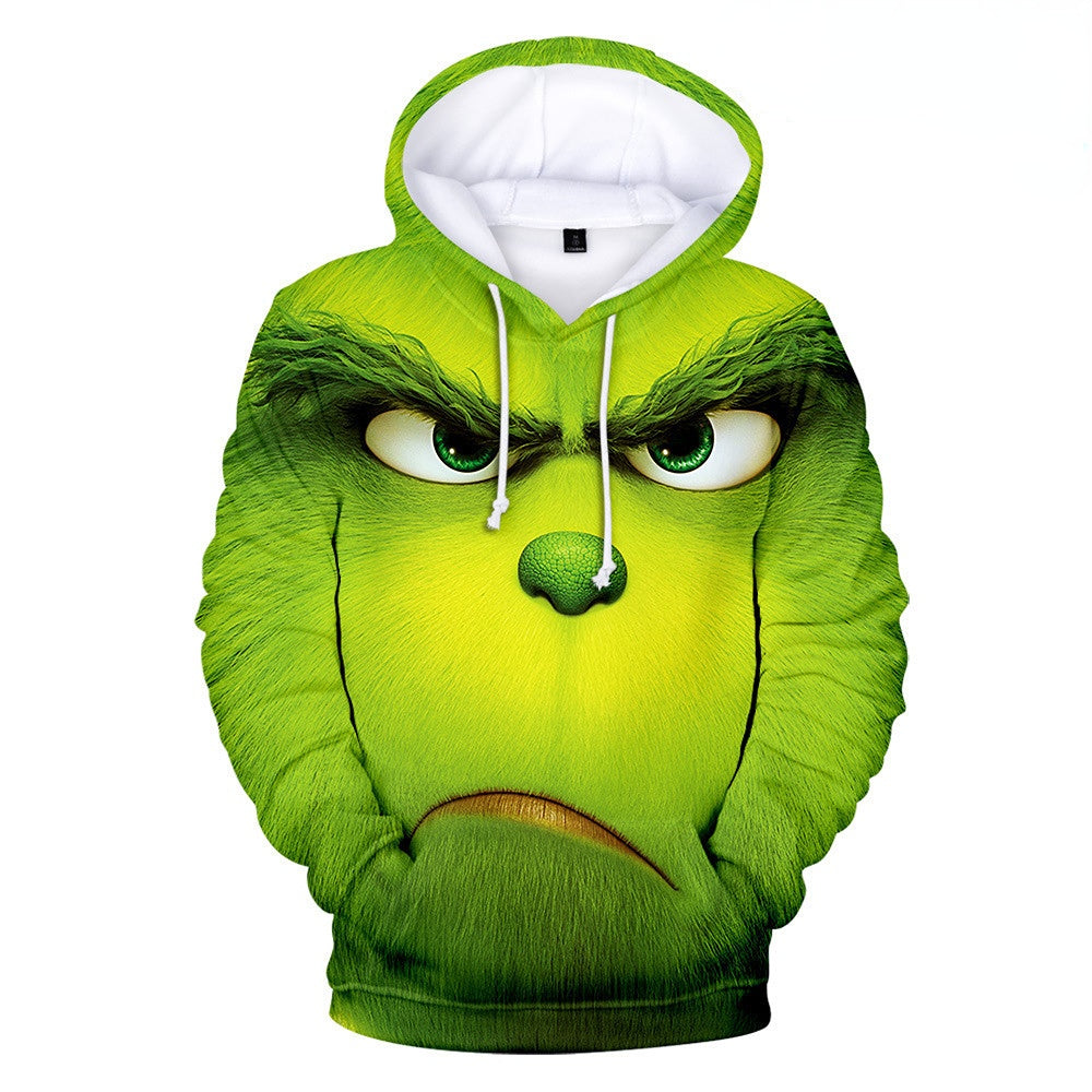 Grinch Hoodie 3D Printed Sweater Men's Women's Hoodie Fleece-Lined Christmas Clothing Children
