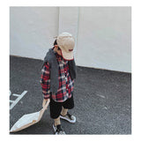 Spring Tops Children's Long-Sleeved Casual Plaid Shirt