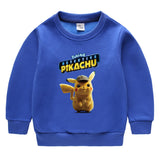 Children Pokemon Pikachu Hoodie Children's Fleece-Lined Sweater Boys' Fleece-Lined Autumn and Winter Clothes Baby Pikachu