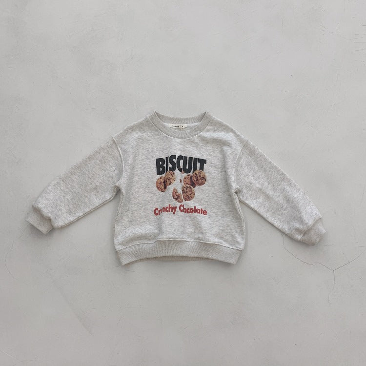 Spring Tops Children 'S Long-Sleeved Vintage Print Printed Sweater