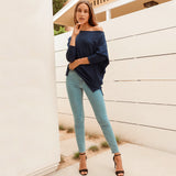 Women's Fall Outfits Waffle Solid Color Long Sleeve Knitted Top