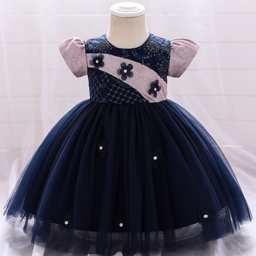 Summer Rompers Children's Princess Performance Dress Sequins Floral Dress
