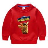 Children Pokemon Pikachu Hoodie Children's Fleece-Lined Sweater Boys' Fleece-Lined Autumn and Winter Clothes Baby Pikachu