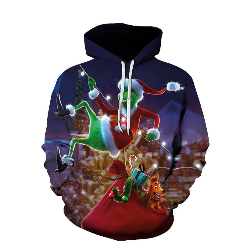 Grinch Hoodie 3D Printed Hoodie Sweater Christmas Casual
