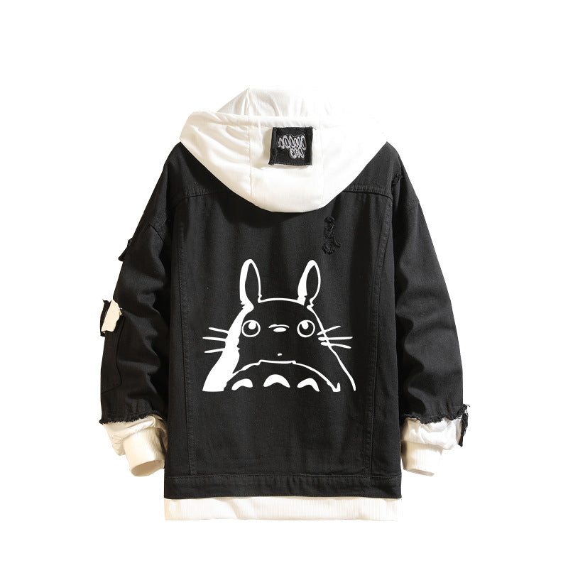 Comic Denim Jacket Spring and Autumn Men's and Women's Casual Loose Denim Jacket