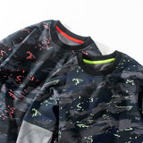 Spring Tops Long-Sleeved Sweater Medium and Big Children Camouflage Fake Two-Piece Long-Sleeved Top
