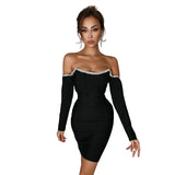 Cocktail Dresses for Weddings Long-Sleeved Dress Autumn and Winter High-End Dress