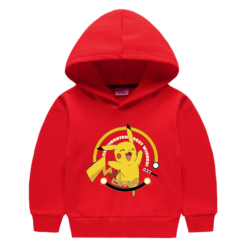 Children Pokemon Pikachu Hoodie Children's Hooded Sweatshirt Pikachu