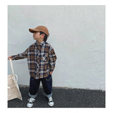 Spring Tops Children's Long-Sleeved Casual Plaid Shirt