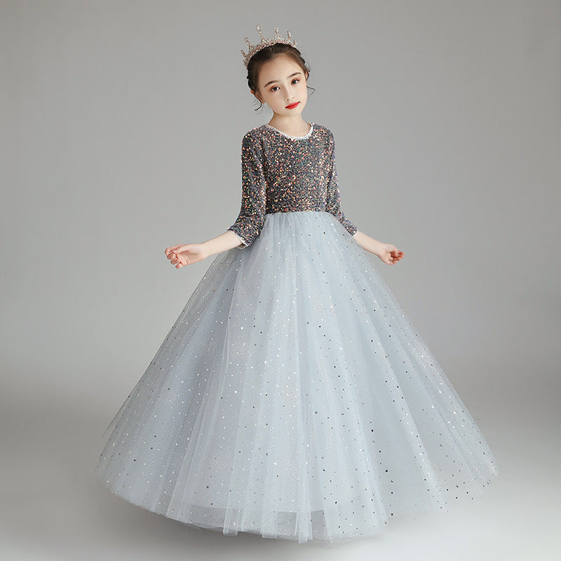 Princess Charlotte Flower Girl Dress Spring Wedding Host Costume for Piano Performance Children Princess Dress