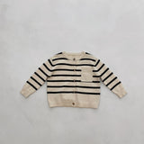 Spring Tops Children's Striped Knitted Cardigan Casual Long-Sleeved Sweater