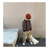 Spring Tops Children's Striped Knitted Cardigan Casual Long-Sleeved Sweater