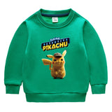 Children Pokemon Pikachu Hoodie Children's Fleece-Lined Sweater Boys' Fleece-Lined Autumn and Winter Clothes Baby Pikachu