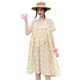 Maternity Clothes Dress Summer Fashion Floral Square Collar Back Bow plus Size Dress