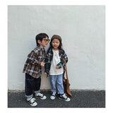 Spring Tops Children's Long-Sleeved Casual Plaid Shirt