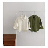 Spring Tops Children's Long-Sleeved Shirt Solid Color Casual Top