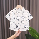 Summer Tops Children's Short Sleeve Shirt Lapel Cartoon Casual T-shirt