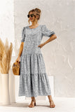 Gingham Dress Spring/Summer Puff Sleeve Polka Dot Plaid Loose Stitching Dress Long Dress