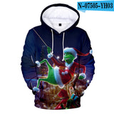Grinch Hoodie 3D Printed Sweater Men's Women's Hoodie Fleece-Lined Christmas Clothing Children