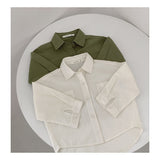Spring Tops Children's Long-Sleeved Shirt Solid Color Casual Top