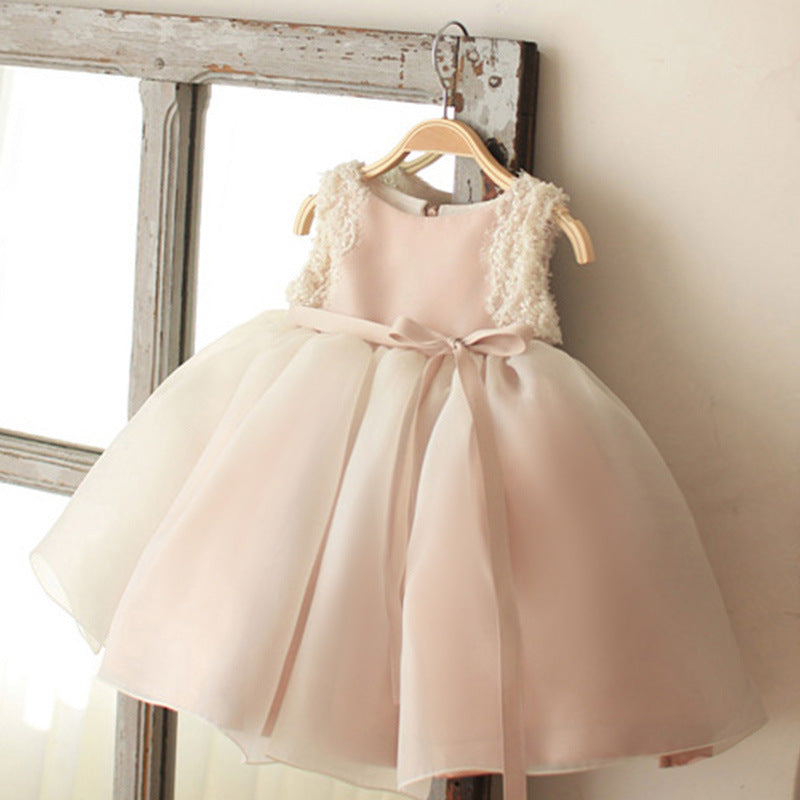 Summer Rompers Children's Pink Lace Sleeveless Costume