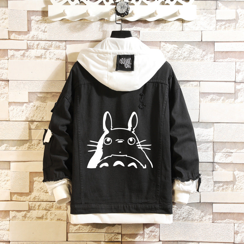 Comic Denim Jacket Spring and Autumn Men's and Women's Casual Loose Denim Jacket