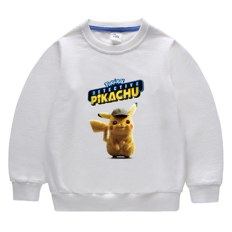 Children Pokemon Pikachu Hoodie Baby Cotton Top Children Pikachu round Neck