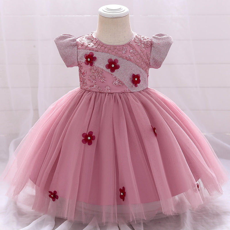 Summer Rompers Children's Princess Performance Dress Sequins Floral Dress