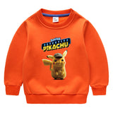Children Pokemon Pikachu Hoodie Children's Fleece-Lined Sweater Boys' Fleece-Lined Autumn and Winter Clothes Baby Pikachu
