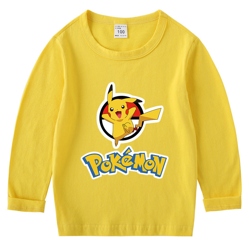 Children Pokemon Pikachu Hoodie Cotton T-shirt Crew Neck