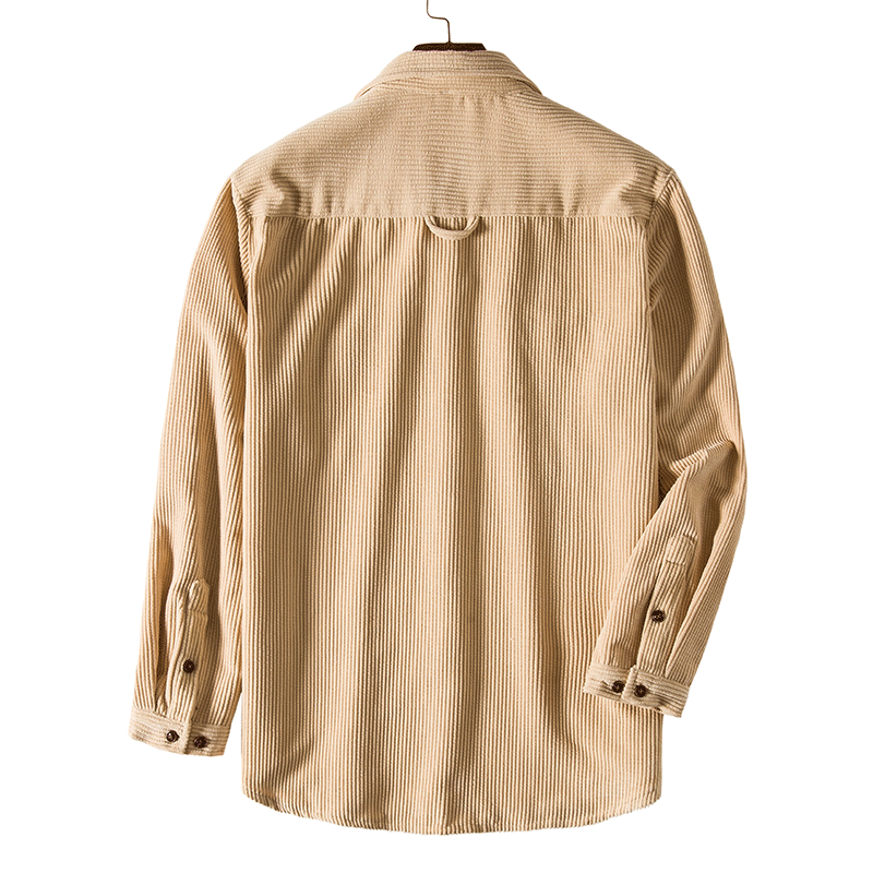 90S Outfits Corduroy Long-Sleeved Shirt Retro Solid Color Men's Shirt