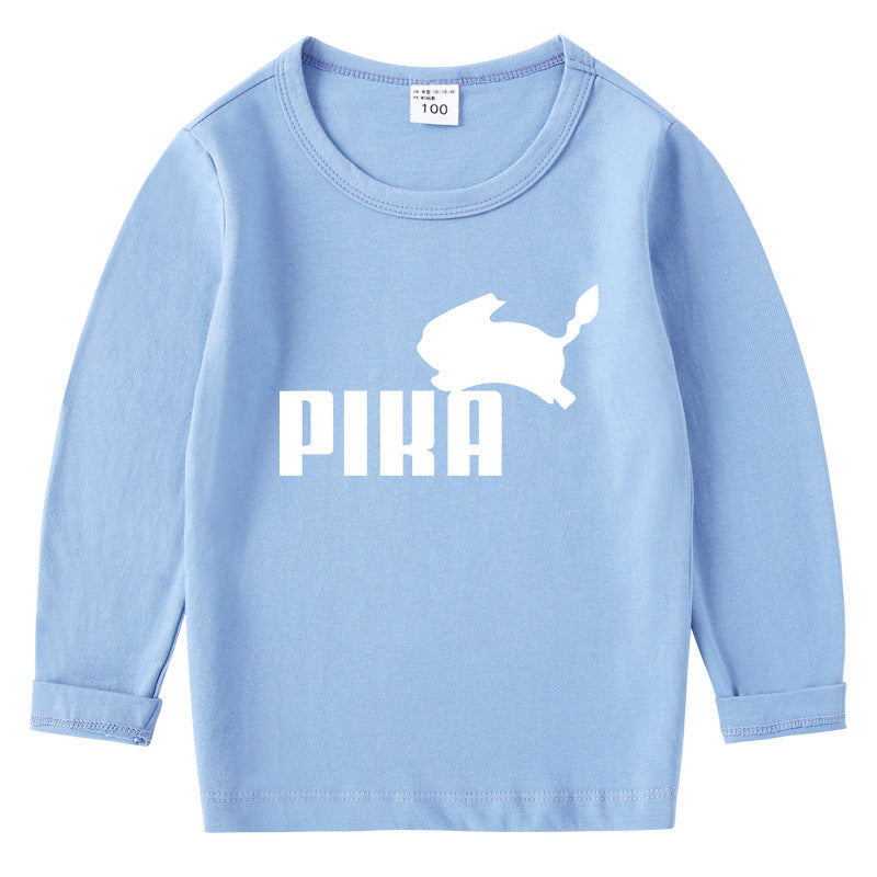 Children Pokemon Pikachu Hoodie Spring and Autumn Bottoming Shirt Boys' T-shirt