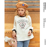 White Color Contrast Tops Children Girl's Spring Clothes