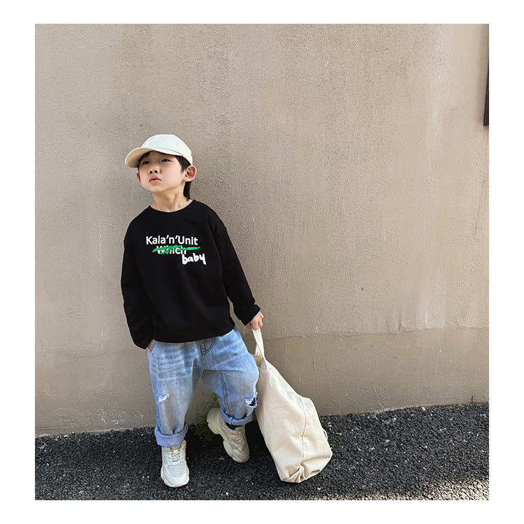 Spring Tops Children's Round Neck Long Sleeve Printed Casual T-shirt
