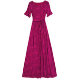 Mauve Dress Chiffon Dress Summer Popular Dress Jacquard Long Waist-Controlled Large Hem Dress for Women
