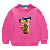 Children Pokemon Pikachu Hoodie Baby Cotton Top Children Pikachu round Neck
