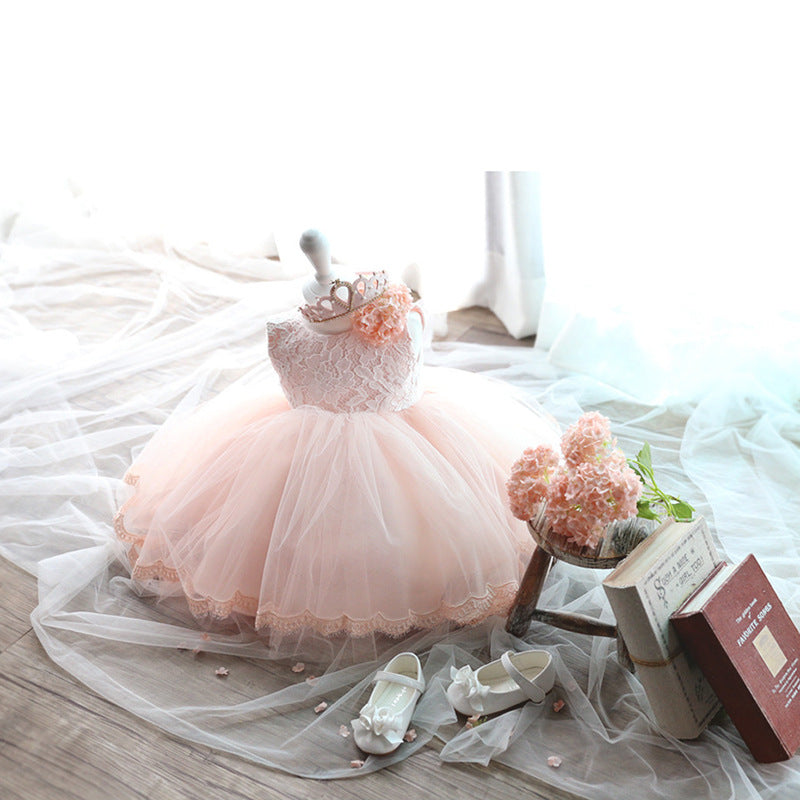 Princess Charlotte Flower Girl Dress Princess Pink Birthday Dress Costume for Piano Performance Summer