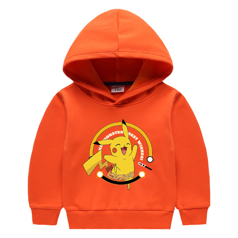 Children Pokemon Pikachu Hoodie Children's Hooded Sweatshirt Pikachu