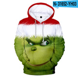 Grinch Hoodie 3D Printed Sweater Men's Women's Hoodie Fleece-Lined Christmas Clothing Children