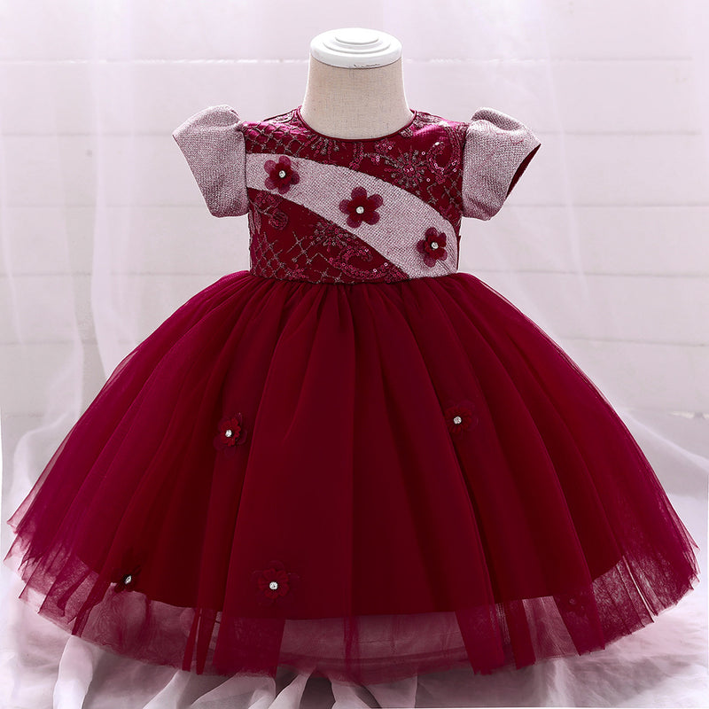 Summer Rompers Children's Princess Performance Dress Sequins Floral Dress