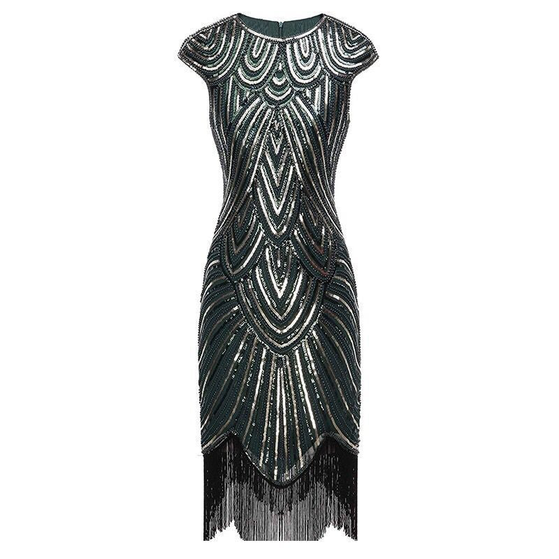 1920S Dress Sequined Tassel Dress Elegant Retro Banquet Dress