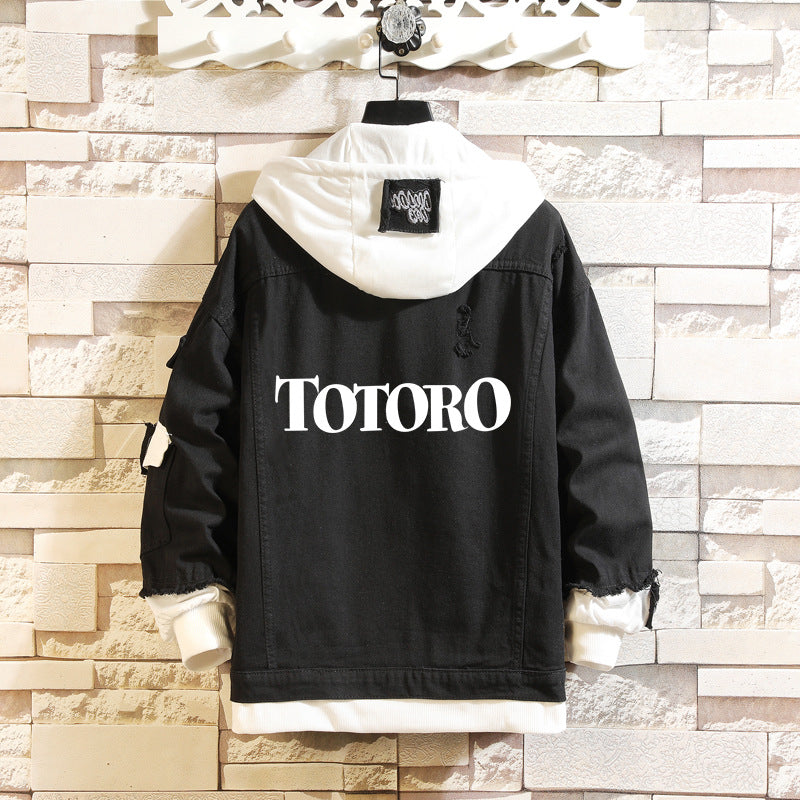 Comic Denim Jacket Spring and Autumn Men's and Women's Casual Loose Denim Jacket