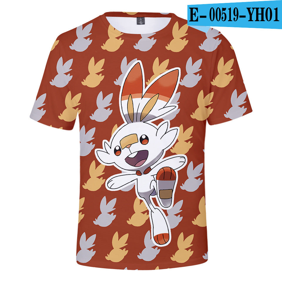 Men and Women Pokemon Pikachu T Shirt Pokemon Sword and Shield3d Digital Short Sleeve T-shirt