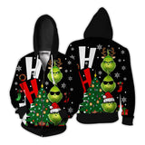 Grinch Hoodie Grinch 3D Printing Spoof Zipper Hooded Sweater