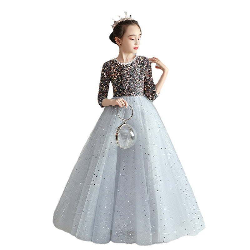 Princess Charlotte Flower Girl Dress Spring Wedding Host Costume for Piano Performance Children Princess Dress