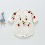 Summer Rompers Cute Strawberry Sweater Sweet Knitted Romper