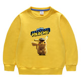 Children Pokemon Pikachu Hoodie Baby Cotton Top Children Pikachu round Neck