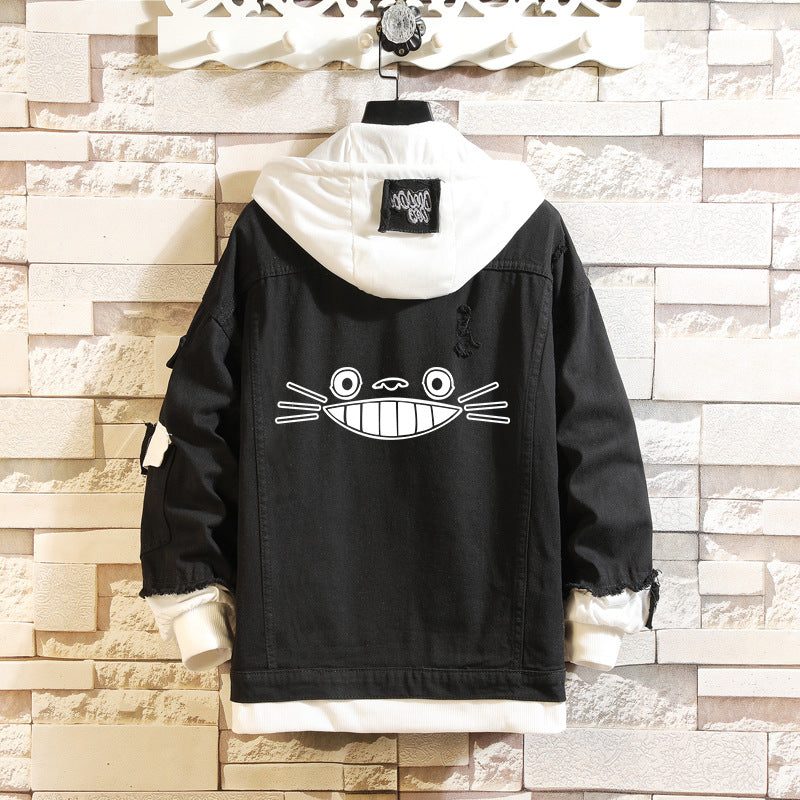 Comic Denim Jacket Spring and Autumn Men's and Women's Casual Loose Denim Jacket